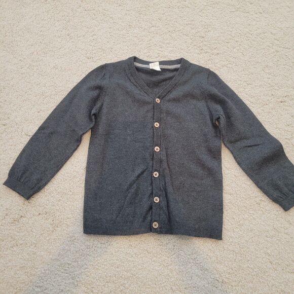 H&M HM Long Sleeve Button V-neck Cardigan Grey Size 4T Kid Toddler 100% Cotton - Picture 1 of 6